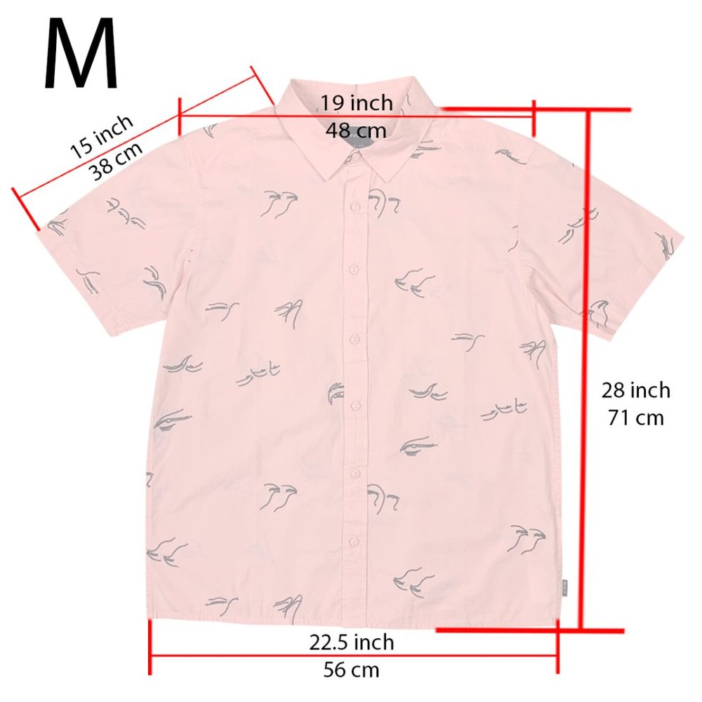 RVCA Men Short Sleeve  Button Johanna Gestures Pink  New With Tags - Picture 5 of 13